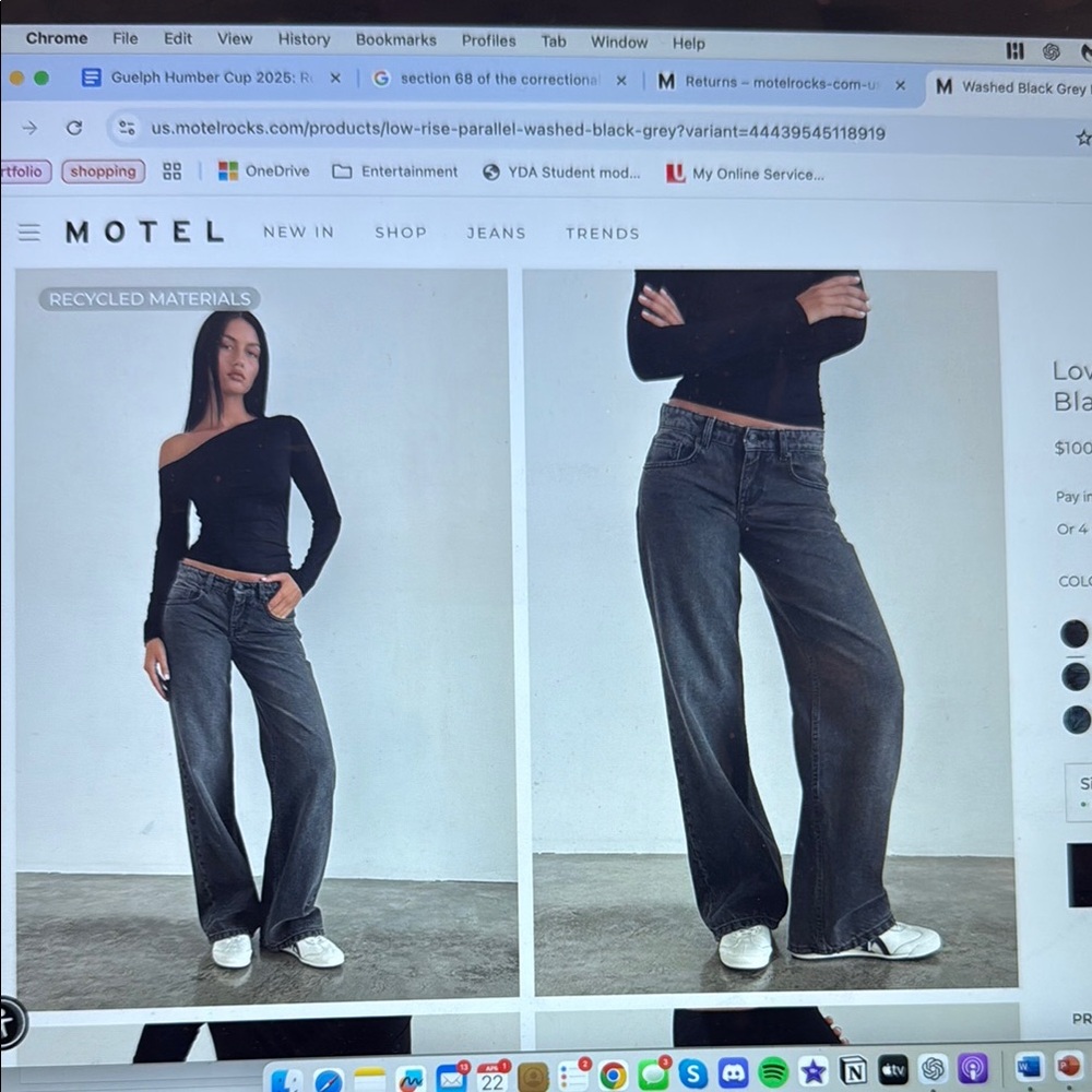 Motel Rocks Women's Black Low-Rise Parallel Jeans